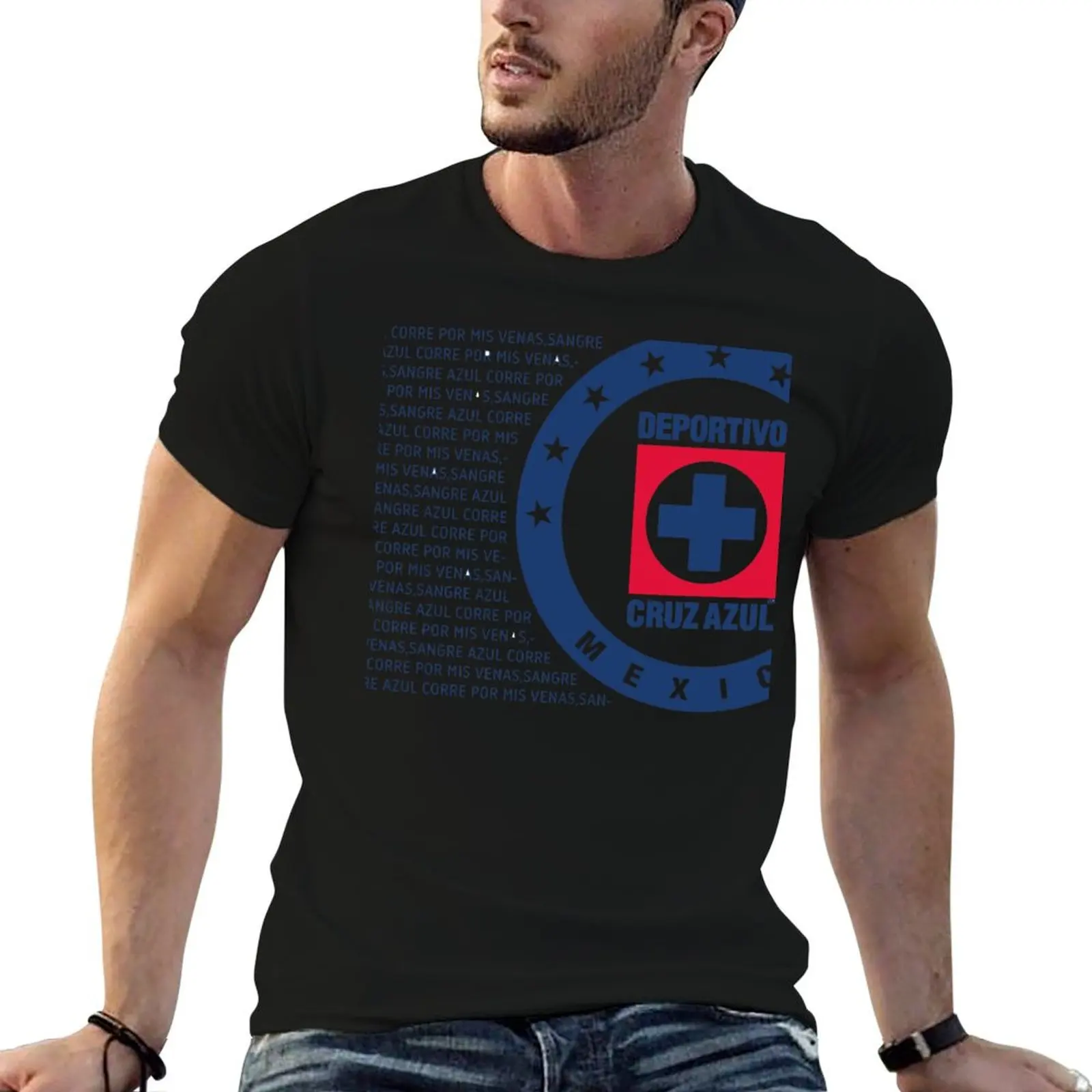 Camiseta de algodón para hombre Club Deportivo Cruz Azul SVG Futbol Club Logo 2021 - El sangre azul corre por mis venas - 9 estrellas
