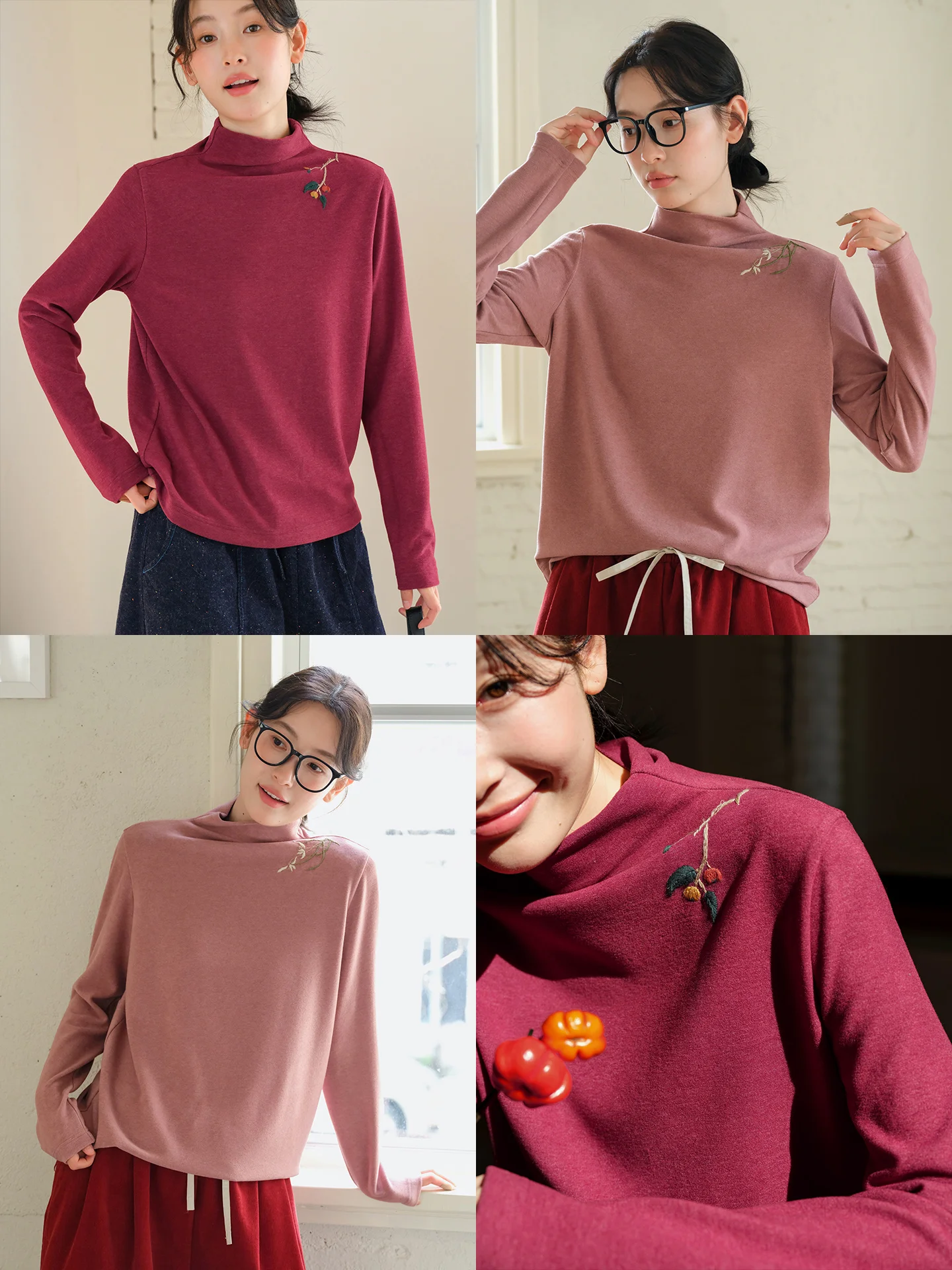 

Женская футболка с высоким воротом из австралийской шерсти ручной вышивки, новая зимняя коллекция, повседневная, простая, художественная