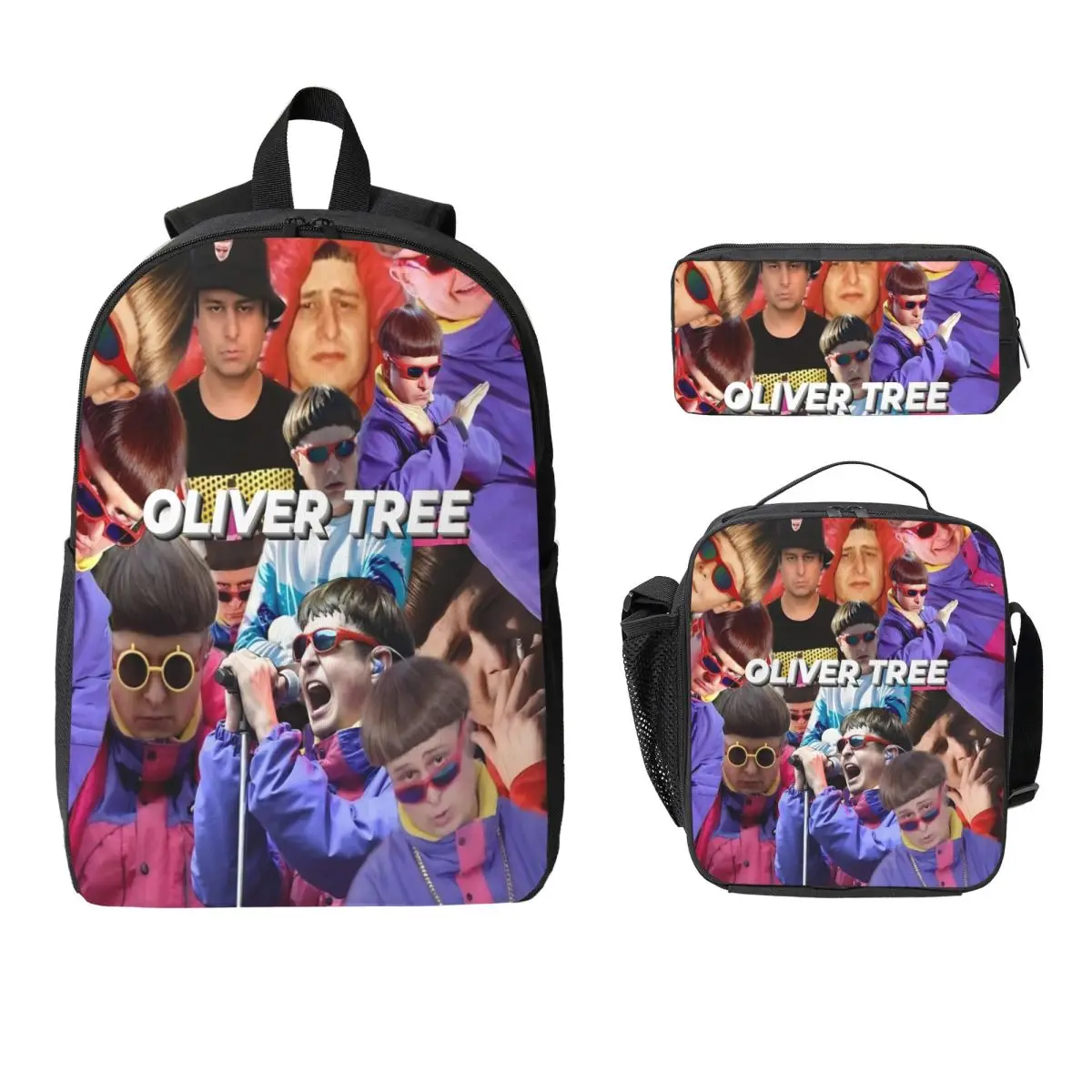 3Pcs RIP Oliver Tree 1993-2026 Theme Backpack Set for Boy Girl Pen Bags Bookbag Sets with Lunch Box For School Students Knapsack