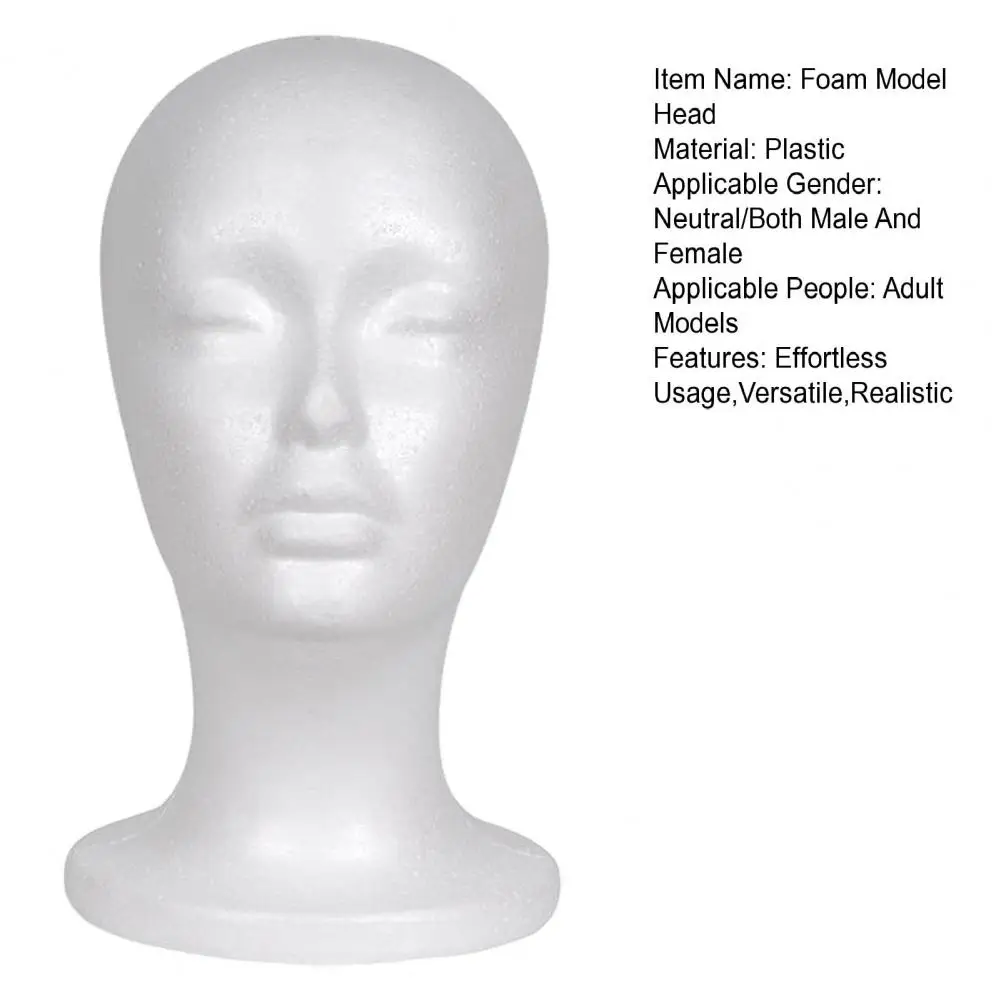 رأس عارضة أزياء إسفنجية لعرض الشعر المستعار، حامل عارضة أزياء أنثى، نموذج رأس رغوي خفيف الوزن لصنع قبعة تصفيف الشعر #4