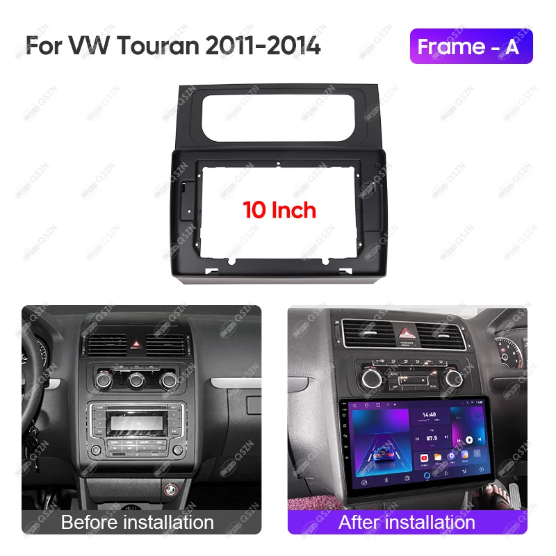 For VW Touran 2011-2014 10 INCH Car Radio Frame Stereo Audio Screen Multimedia Video Player Navigation Cables Harness Canbus