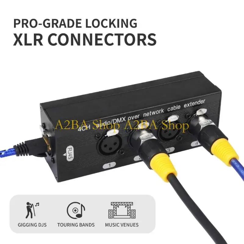 A2BA Multiple Channel XLR Sound Port Expander Over Shielded RJ45 Internet Cable Aluminum for Studio & Live Sound Equipment