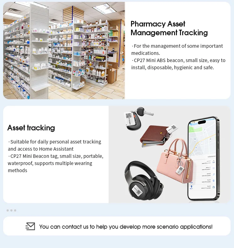 DX-IOT Wireless Eddystone kleinste Mini-Größe iBeacon DA14531 BLE 5.1 Tags Tracker Standort Bluetooth Beacon mit IP67 wasserdicht – Detail 6