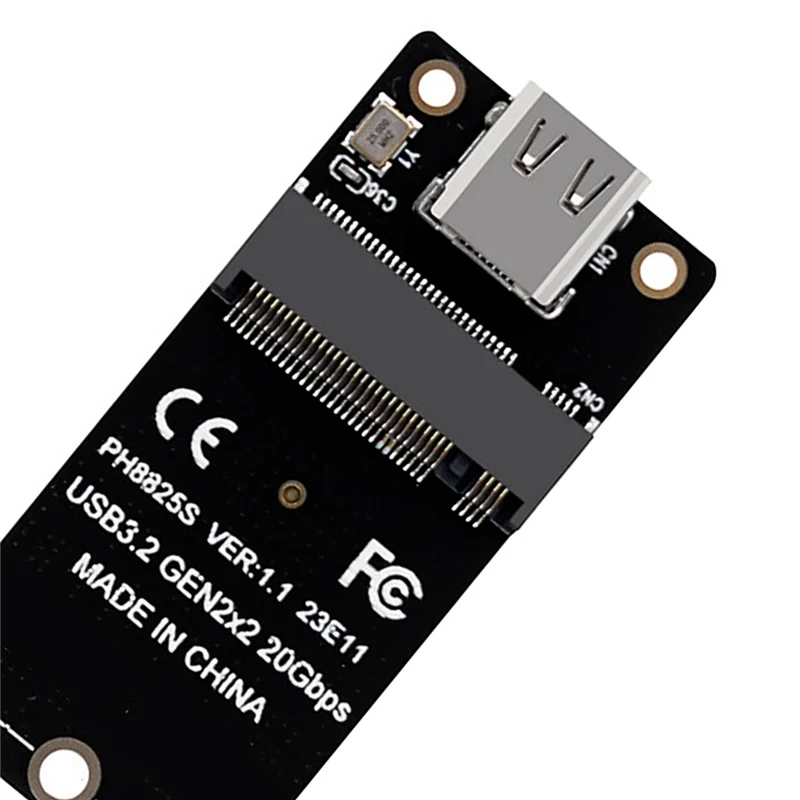 A08E-1 Stück M.2 auf Typ C SSD Adapter ASM2364 NVME Riser Board Schwarz ABS 20 Gbit/s Konvertierungsplatine 2000 MB/S für SSD 2230/42/60/80