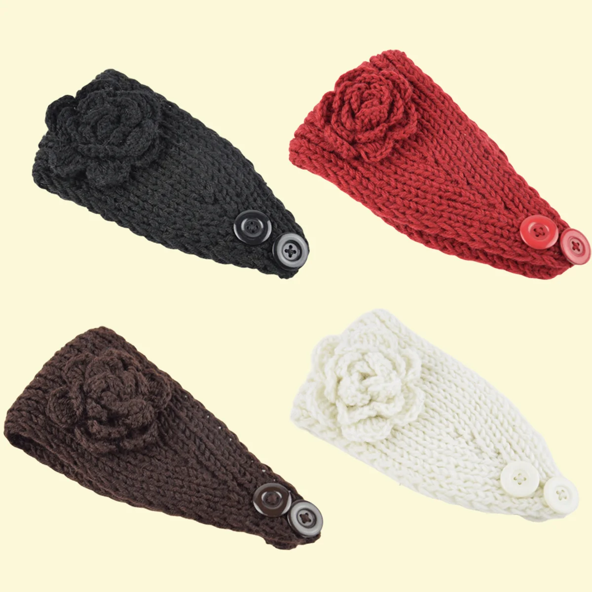 

Вязаные модные трендовые аксессуары для волос для женщин, подходящие для повседневной носки, женские весенне-осенние повязки для волос, повязки на голову с цветами