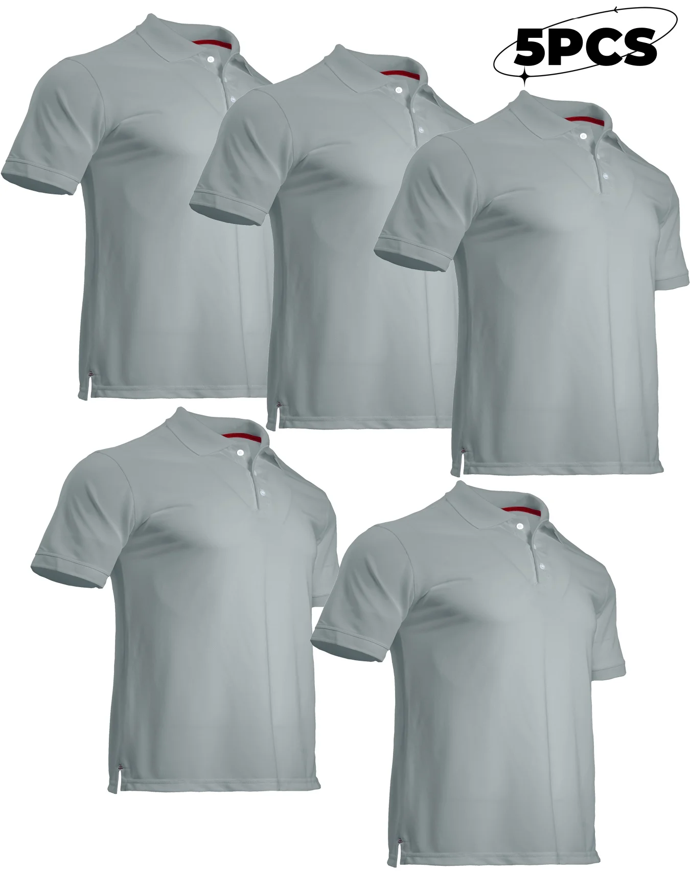 

5-piece men's mosquito proof quick drying golf shirt moisture wicking knitted fabric summer solid color lightweight top