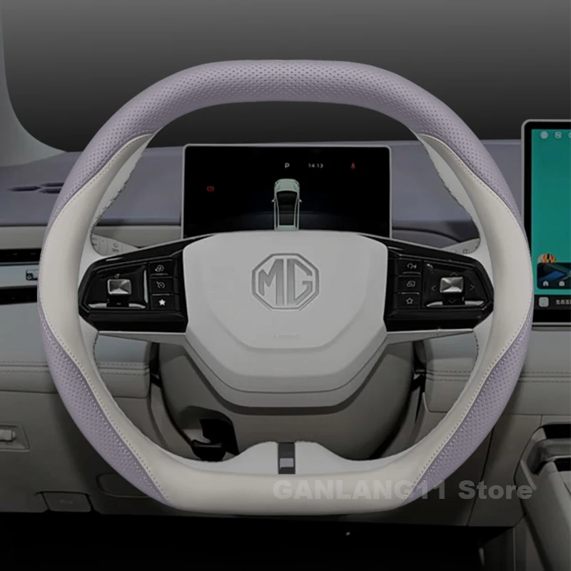 

Car Leather Steering Wheel Cover for ALL NEW MG4 EV MG7 MG ES5 2025 Anti-slip Auto Steering Wheel MG4 ev Accessories 2025