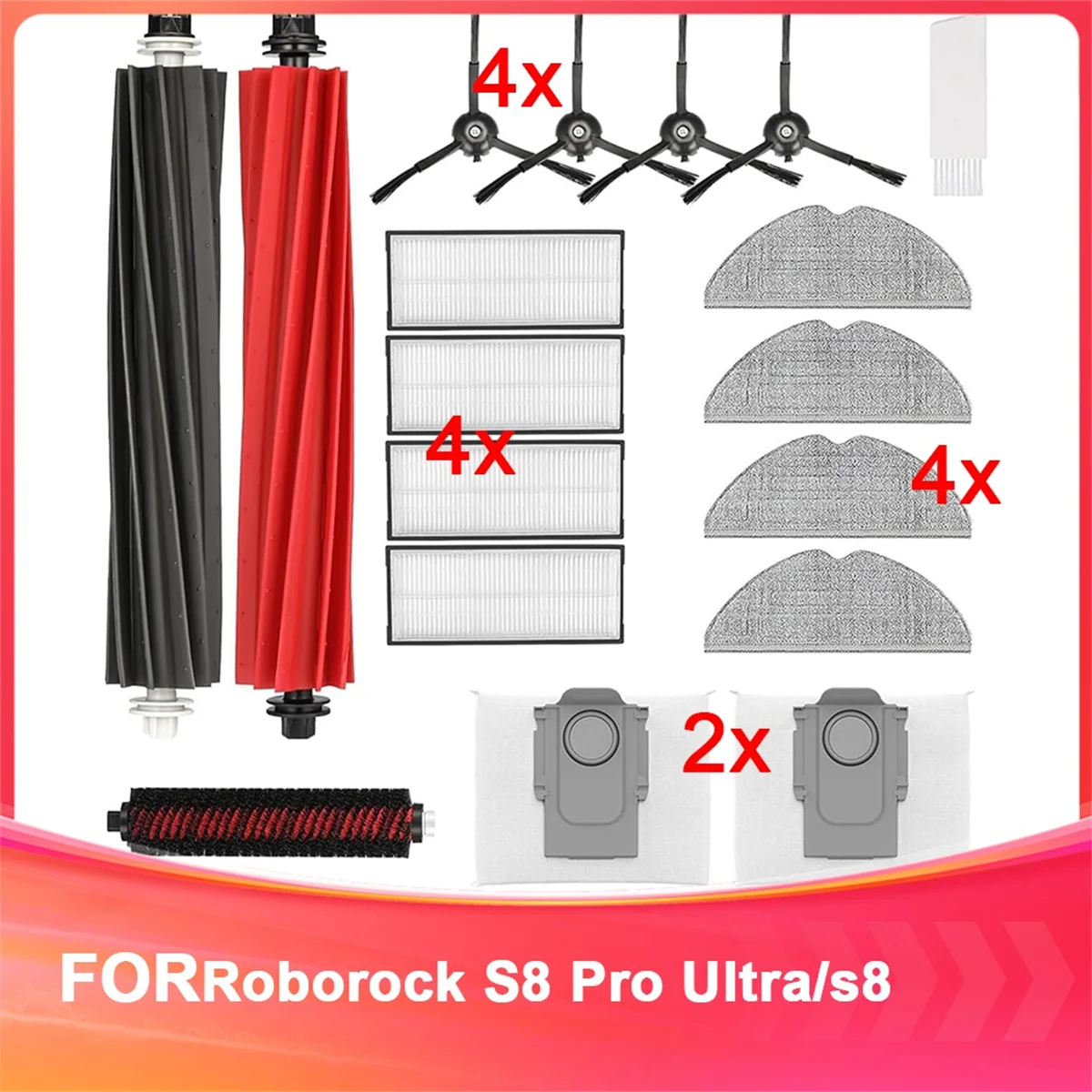 2025+ Accessories Kit Compatible for S8 Pro Ultra/S8 Docking Vacuum Cleaner, Main Brush,Rolling Brush,Filters