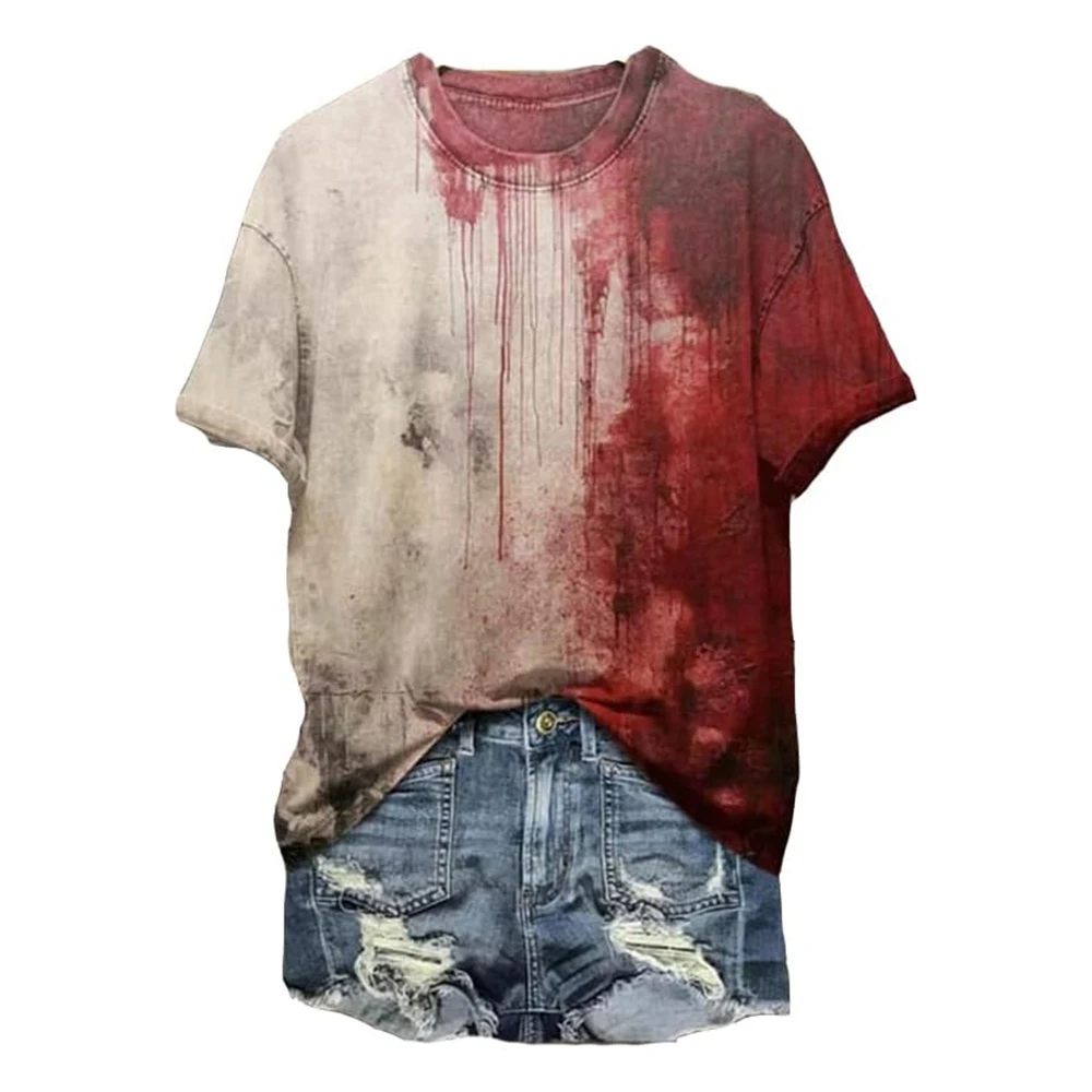 I'm Fine Bloody T-shirt Problem Solved Halloween Merch Shirts Crewneck Short Sleeve Custom DIY Tee Women Men Streetwear Tops