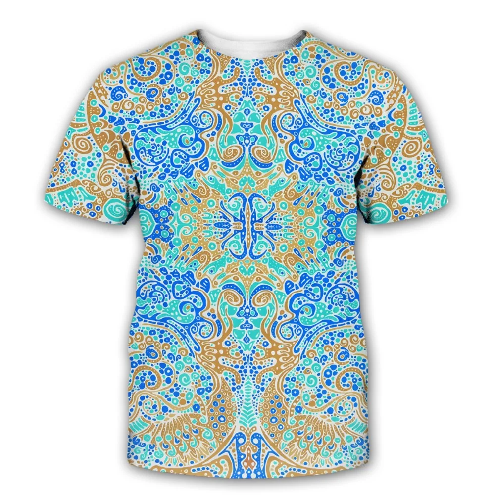 Mysterious Symbols New Fashion Trippy T-shirt Glow in the Dark 3D Psychedelic Printed Men  Short Sleeves Summer Streetwear