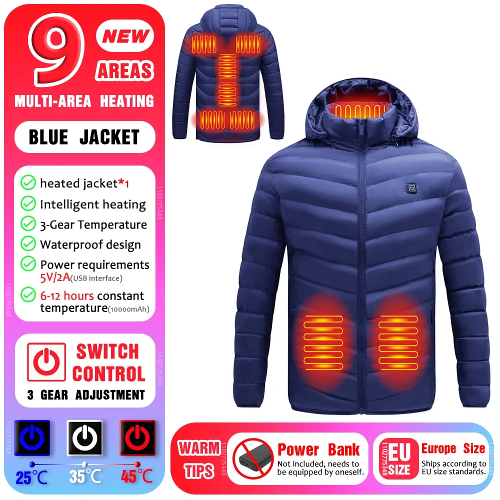 Men Heated Jacket Womens Coats Lightweight Down Jacket 21Area USB Electric Heated Vest Thermal Camping Hiking Warm Winter Jacket