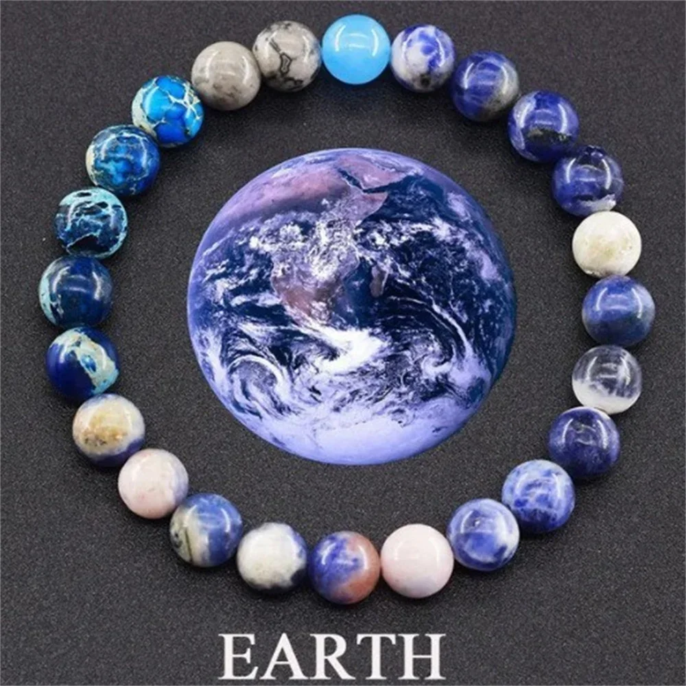 New Nine Planet Beaded Bracelet Natural Stone Sun Saturn Cosmic Planet Bracelet Jewelry Wholesale Hip Hop Couple Bracelet