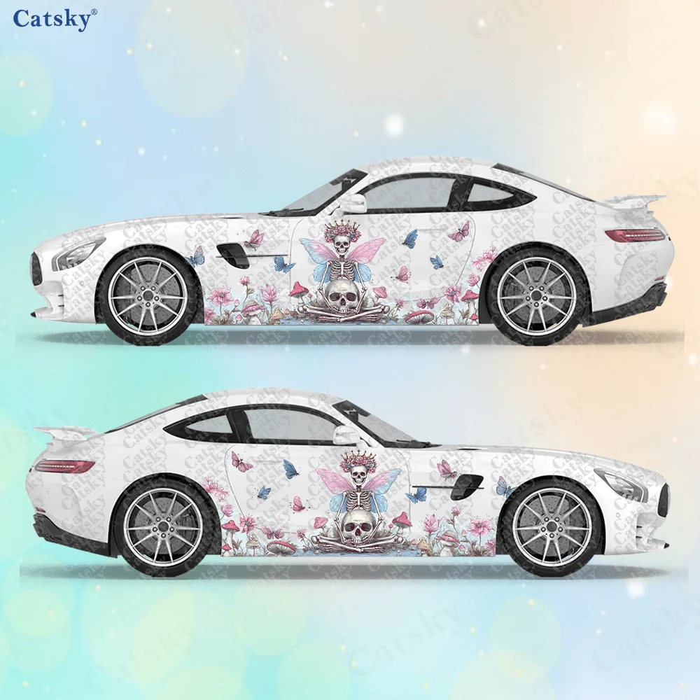 2pcs Flower Field Skeleton Fairy Sticker, Durable, Fade-resistant, Self-Adhesive PVC Waterproof & Scratch-Resistant Stickers