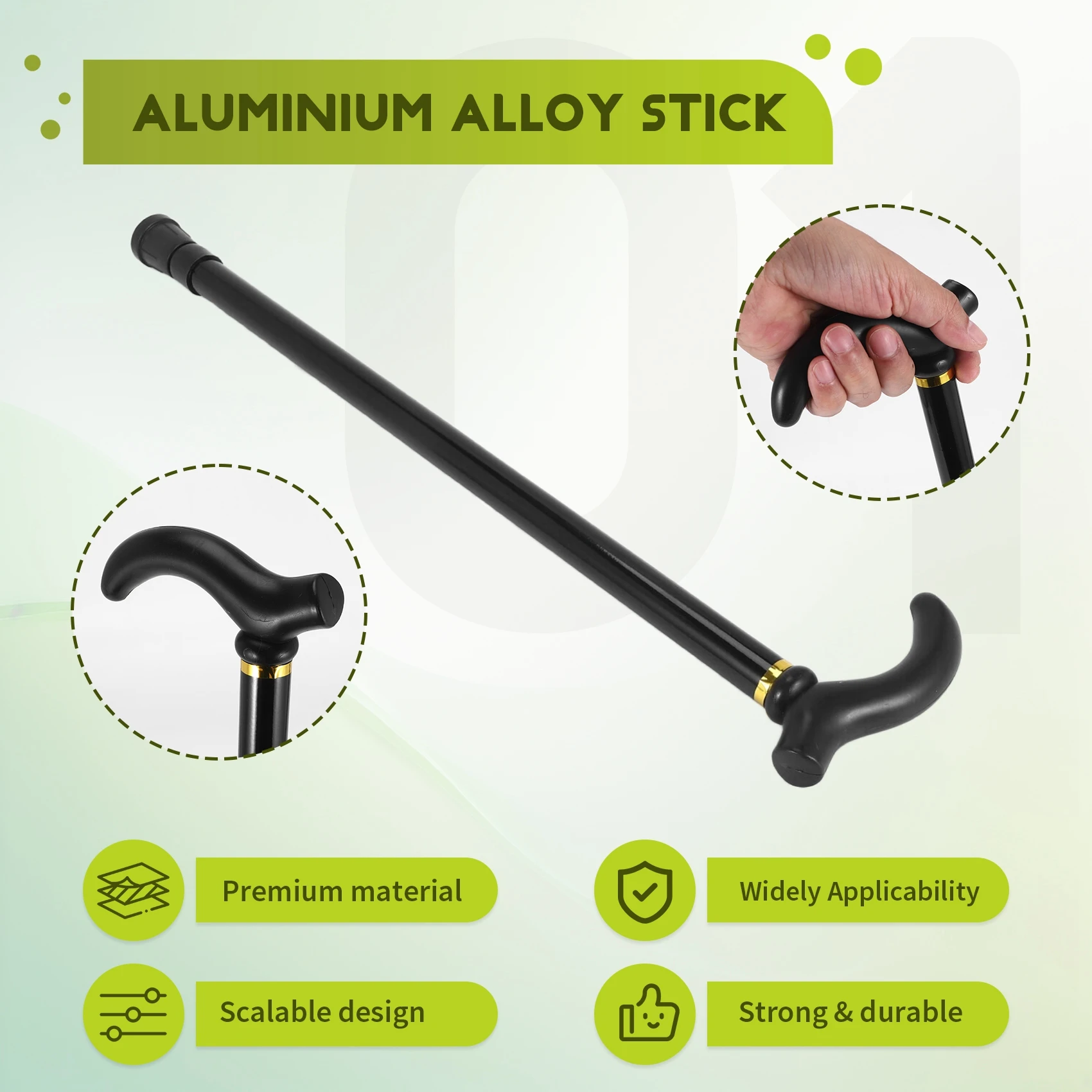 Ultralekka laska do chodzenia ze stopu aluminium, regulowana laska dla osób starszych - A68X