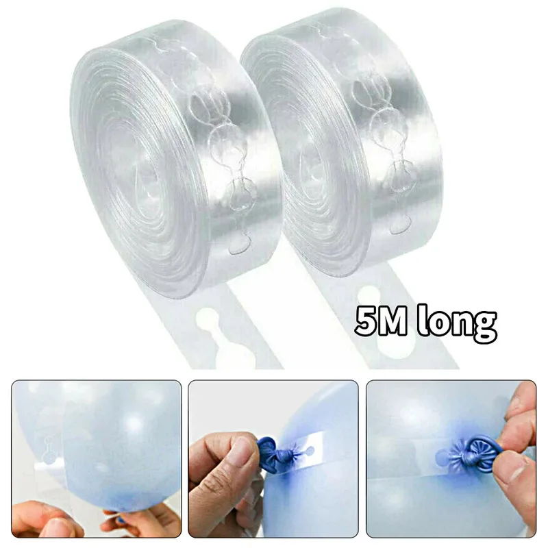 1/2PCS 5-Meter Balloon Garland Clear Adhesive Balloon Chain for Christmas, Wedding, Birthday Decorations DIY Party Supplies