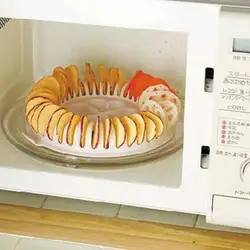 DIY Low Calories Microwave Oven Fat Potato Chips Maker Apple Fruit Potato Crisp Chip Slicer Snack Maker Set Tray Kitchen Tool