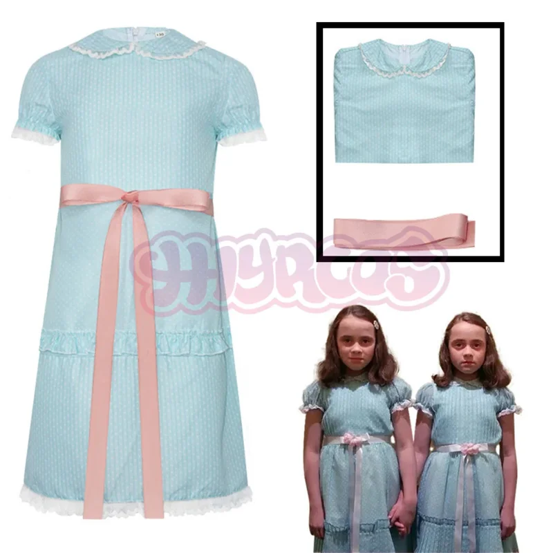 영화 샤이닝 코스프레 리사 루이스 번즈 그레이디 트윈스 블루 할로윈 퍼프 슬리브 로리타 의상 드레스 스커트 보우 걸 sk;m1