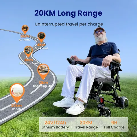 Electric Wheelchair Carbon Fiber, Electric Wheelchairs for Adults Lightweight, Foldable Electric Wheel Chair Seniors