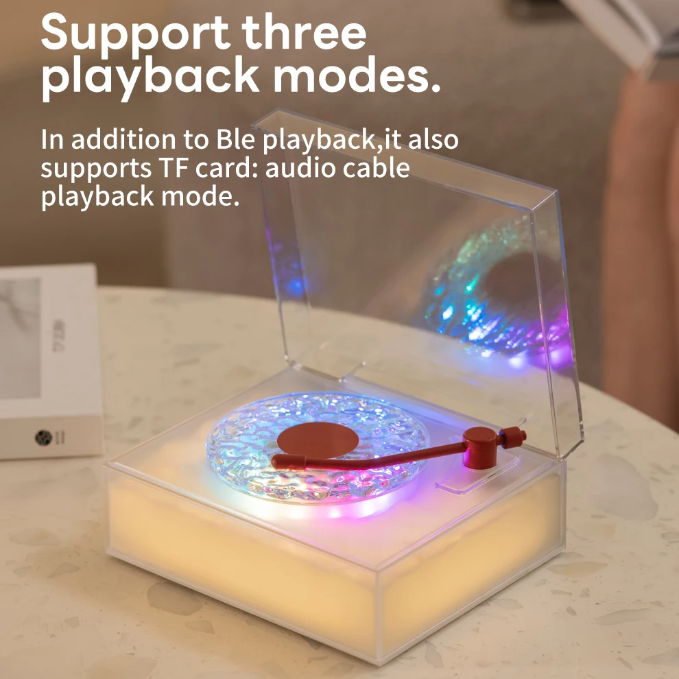 Bluetooth Wave Shaped Atmosphere Speaker with Night Light, RGB color, 3 Playback Modes, Portable Music Player for Bedroom, Party