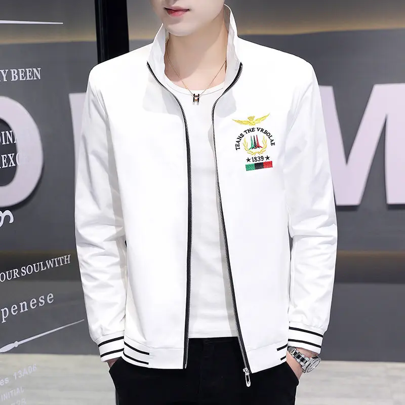 

Autumn Sle Men's Casual Faionable Jaet Youth Trendy Long Sve Flip Collar Outerwear Polyester Fiber Spring Autumn Top