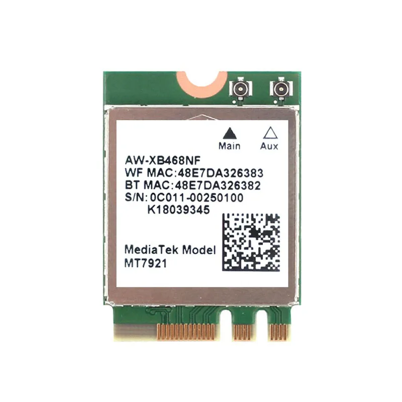 MT7921 Wi-Fi 6  1800M Bluetooth 5.2 2.4G 5G NGFF M.2 Wireless Wifi Network Card Supports Win10 / 11