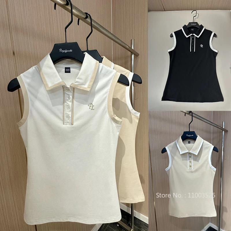 

2025 PL Golf Women's Sleeveless Shirt Golf Sports Polo Shirt Comfortable Quick Drying Tennis Tank Tops Lady Casual Sportswear