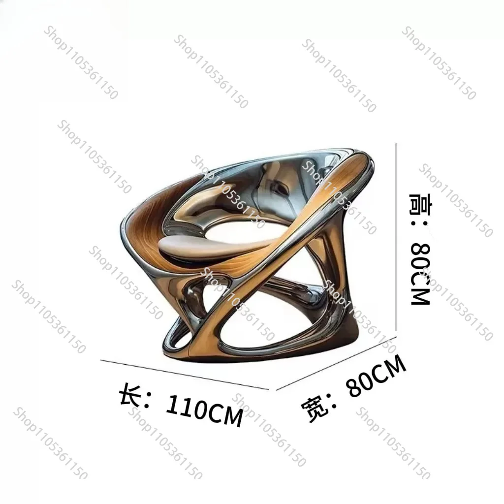 Creative single chair living room reception negotiation chair bright hollow electroplating lnternet celebrity leisure chair