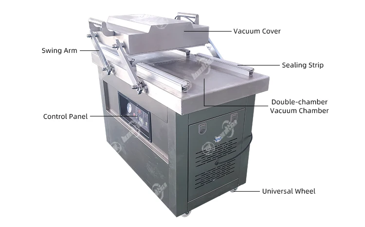 Industrial Dual Chamber Vacuum Packager Double Chamber Vacuum Sealing Machine with Seal Bars