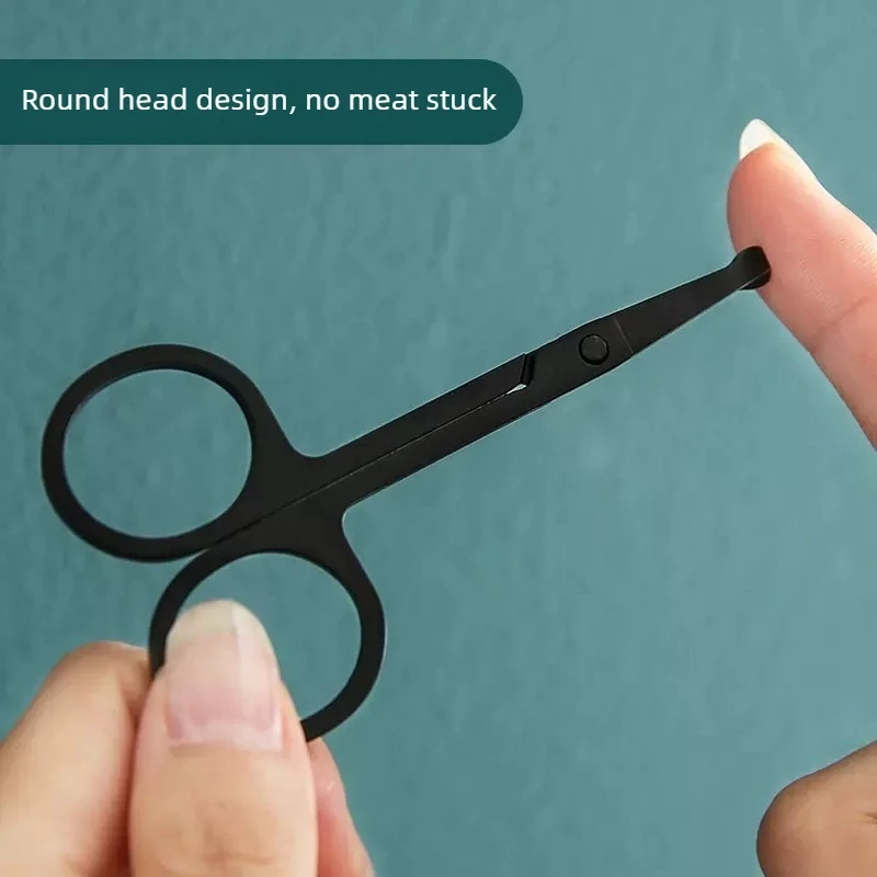 High Quality Hot Selling for Unisex Stainless Steel Black Round Head Safety Nose Hair Clipper(Does Not Harm The Nasal Cavity)