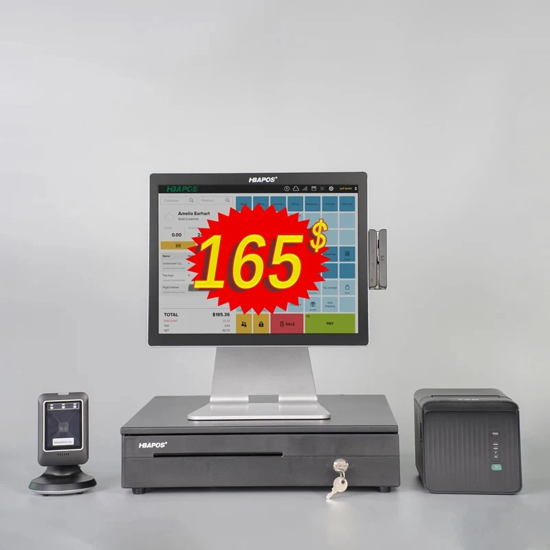 HBA-Q2 All In One Touch Screen Desktop Computer Elektron Cash Register Machine For Restaurant