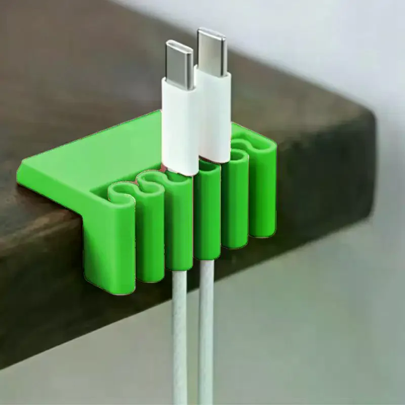 5pcs 3D Printed Desk Cable Organizer Clip – Multi-Slot USB Cord Holder, Edge Management, Home Office
