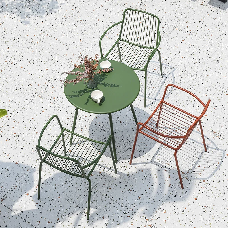 طاولة ترفيهية خارجية إسكندنافية وكرسي فناء شرفة طاولة قهوة مزيج حديقة خارجية في الهواء الطلق مقهى شاي الحليب