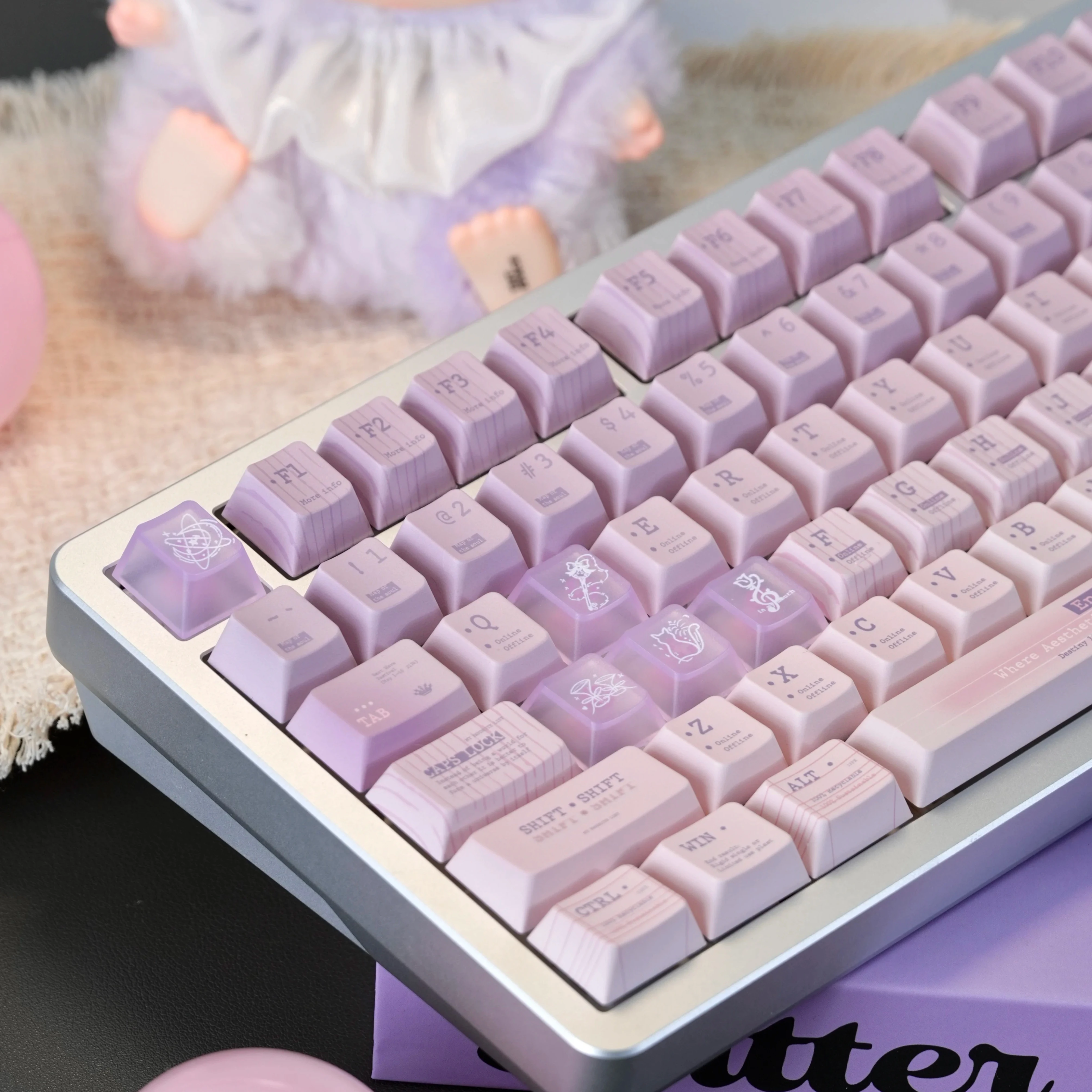 MAIMOOO Keycap Peninsula Iron Box Theme Light Color Versatile Pink Purple Trendy Play PBT PC Material Keyboard Keycap