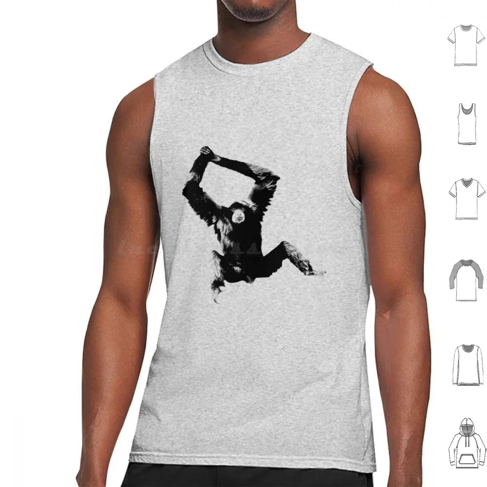 Siamang Gibbon. Wildlife Digital Engraving Image Tank Tops Vest Sleeveless Gibbon Pictures Gibbon Art Gibbon Gibbon