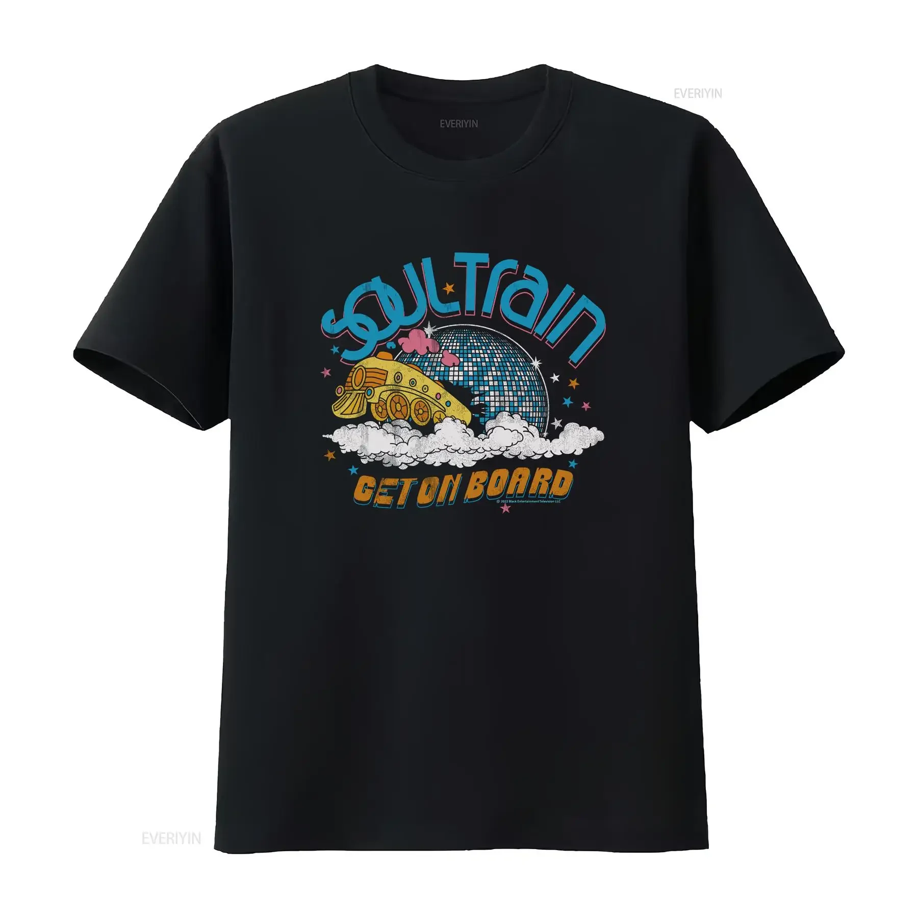 

Мужская футболка Soul Train Get on Board Disco Ball Moon Black TV Show 70-х годов, винтажная, дышащая, слегка растянутая, мужская