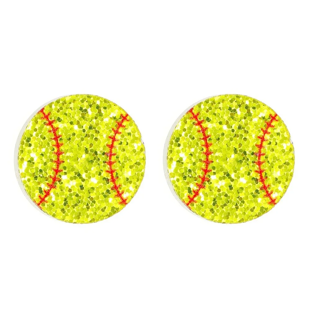 Acrylic Sparkling Ball Stud Earrings Basketball Football Tennis Baseball Acrylic Ball Ear Studs Embellishments Sports-Inspired