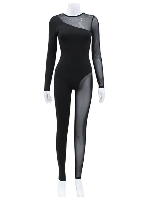 Hipster Tight Jumpsuit Woman Midnight Overalls Streetwear O-Neck Long Sleeve Zipper Sexy See Through Mesh Rompers Women Jumpsuit 6 Hipster Tight Jumpsuit Woman Midnight Overalls Streetwear O-Neck Long Sleeve Zipper Sexy – view 6