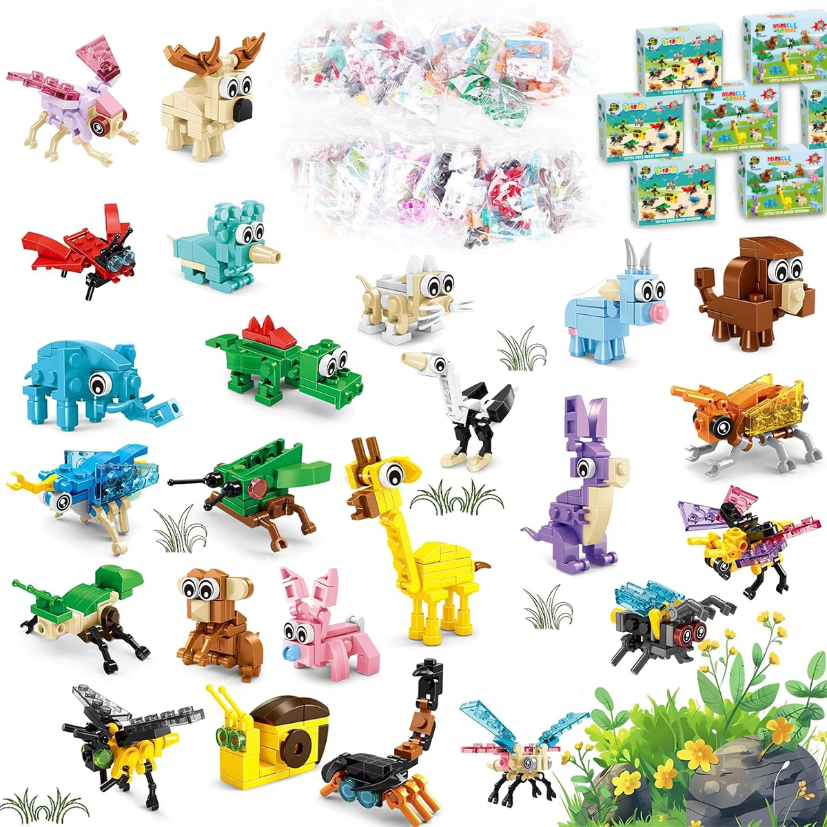 

Montessori Toys Gift，Fun Mini Simulation Animal Series Building Blocks Toys set，Stem Sensory Toy ，Christmas party Gifts