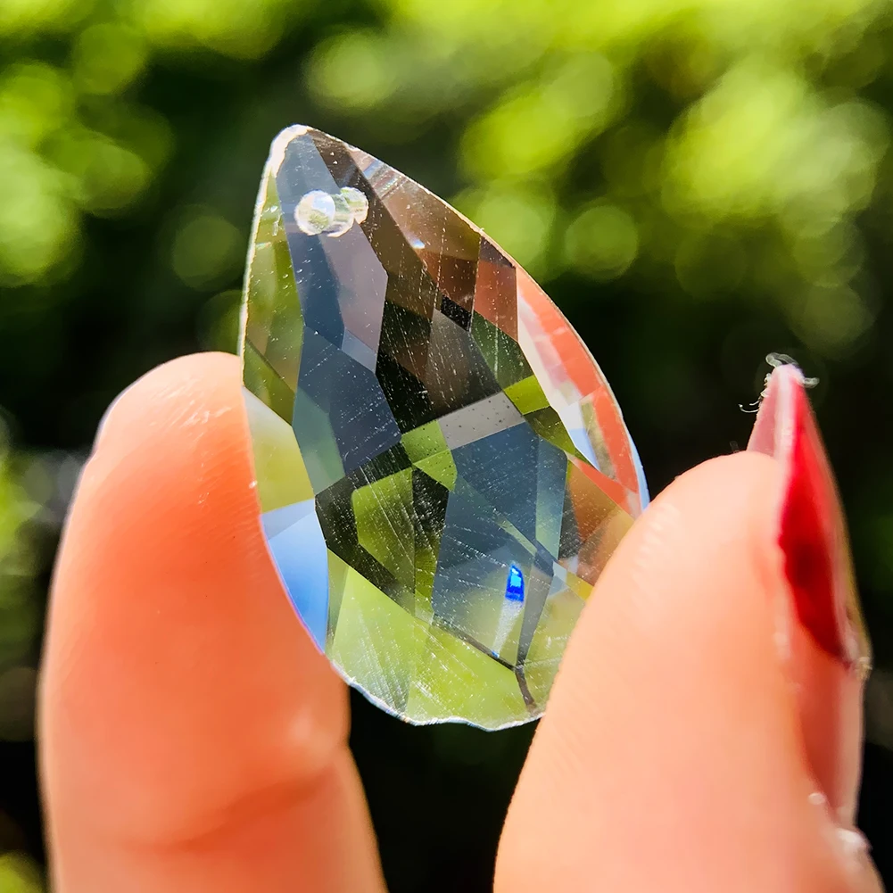 Verre transparent en forme de larme, prisme à facettes, pièces de lustre, attrape-soleil, artisanat de bijoux, lumière porte-bonheur, Feng Shui,