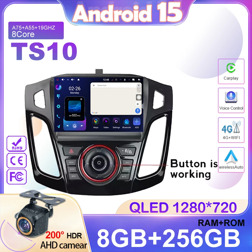 Android 15 For Ford Focus 3 Mk 3 2011 2012 2013 2014 2015-2019 Car Player GPS Stereo Navigation Auto Radio Multimedia Head Unit