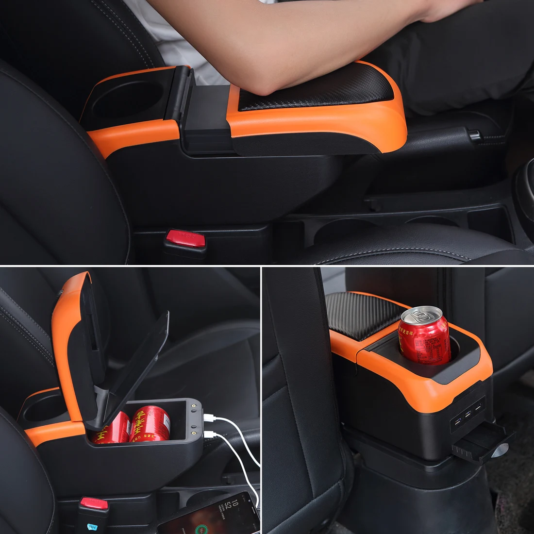 For Peugeot 208 Armrest Box For Peugeot 2008 Car Armrest 2019-2024 Car Storage Box Interior Water Cup Mouth Hidden Phone Holder