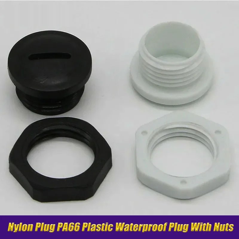 2-50pcs/lot Nylon Plug PA66 Plastic Waterproof Plug With Nuts M12 M16 M18 M20 M22 M24 M25 M27 M32 Fastener Plastic Plug