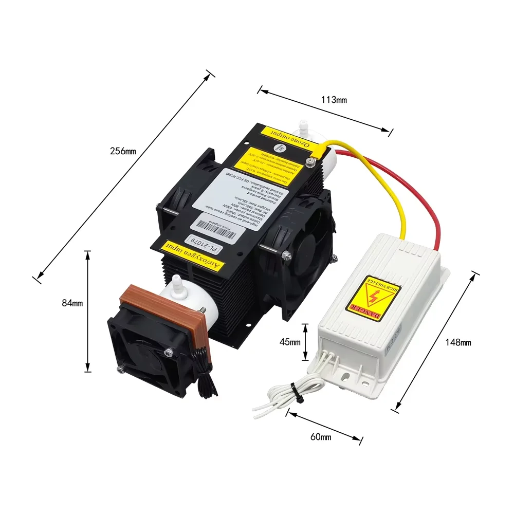 CE FCC ROHS Patented product 10G/H 90mg/L modular ozone generator part with internal and external electrode cooling fans