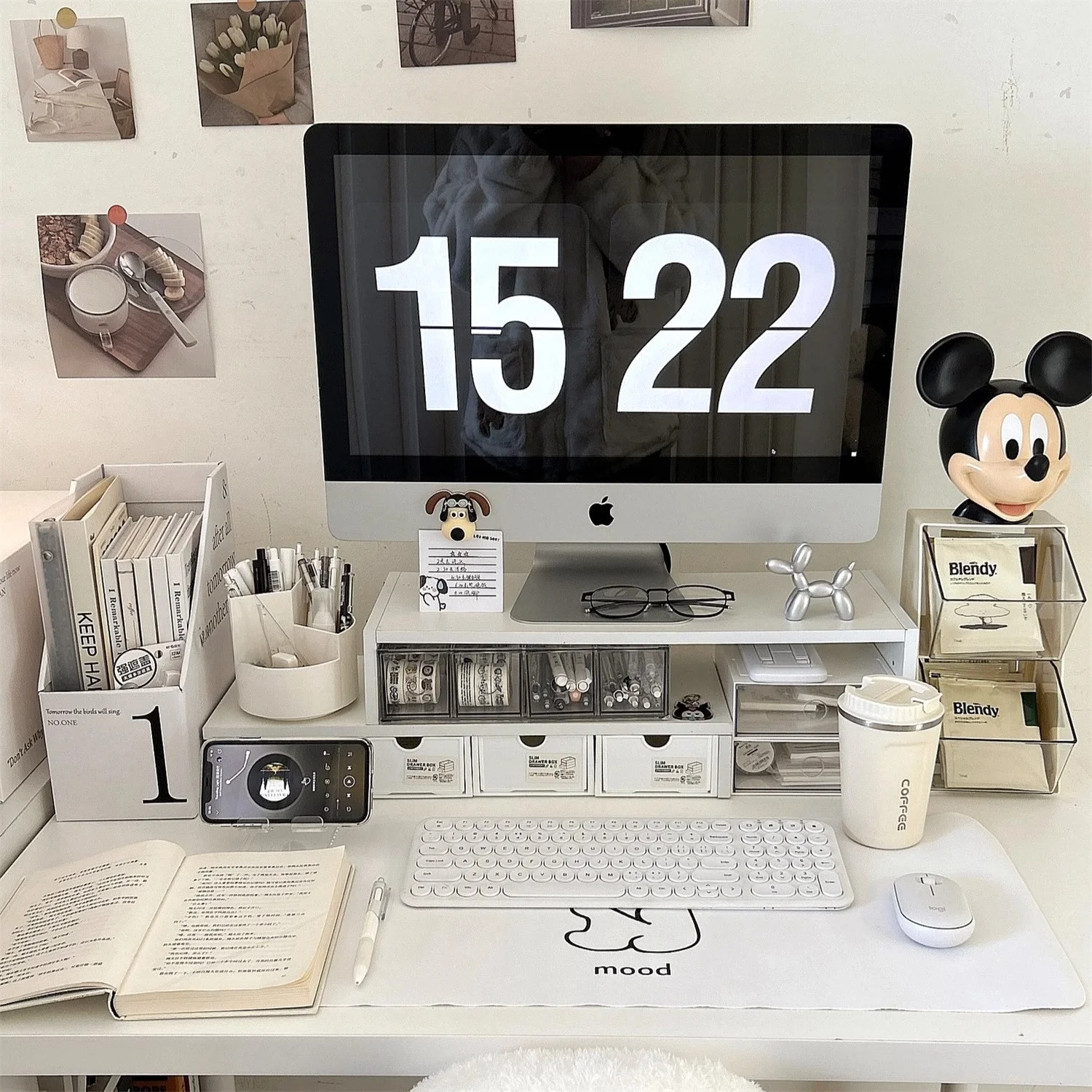 Modern Minimalist Computer Desk Storage Rack Notebook Elevator Shelf Desktop Monitor Holder Dormitory Desktop Organizer