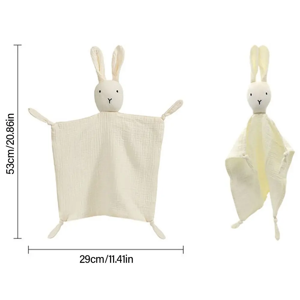 1PC Cotton Muslin Soothe Appease Baby Towel Bibs Soft Newborn Sleeping Dolls Kids Sleep Toy Rabbit Shape Comforter Blanket