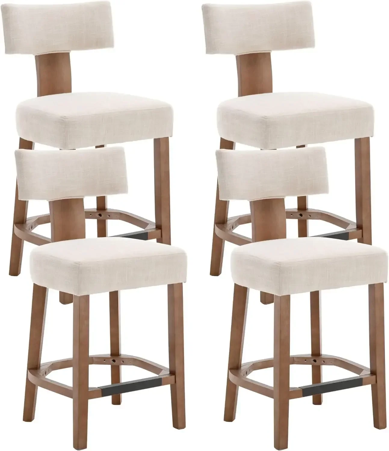 

26” Bar Stools Set of 4 Counter Height Bar Stools, Modern Kitchen Bar Stools, Farmhouse Upholstered Island Countertop ,Beige