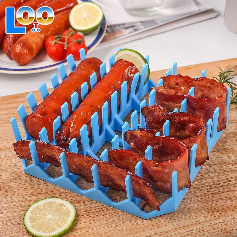 1 قطعة سيليكون الهواء المقلاة صينية قفص القلي قالب سلة وعاء قابلة لإعادة الاستخدام هوت دوج لحم الخنزير المقدد كعكة الرف المنزل حفلة الخبز اكسسوارات