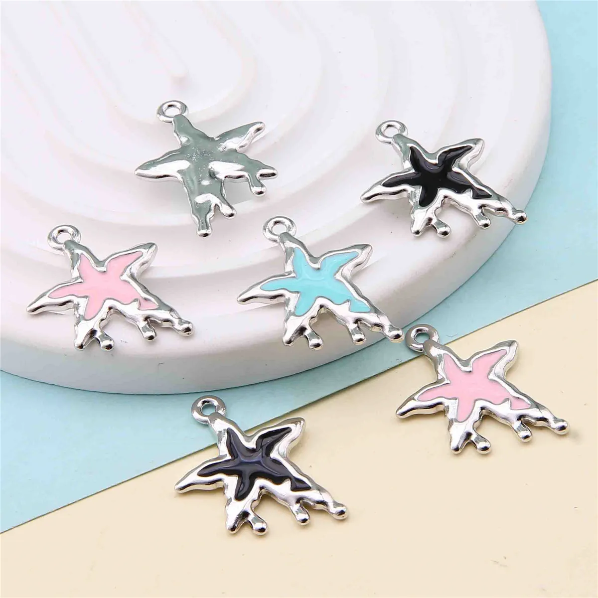 6 قطعة قلادة نجمة القمر غير النظامية سبيكة المينا سحر النتائج DIY بها بنفسك تصنيع المجوهرات على الطراز القوطي #6