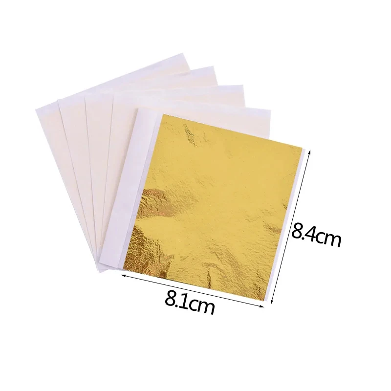 100Pcs Imitation Gold Sliver Copper Foil Papers Leaf Flake Gilding Sheets For Nail Wedding Party Home Decor DIY Art Crafts Paper view 6