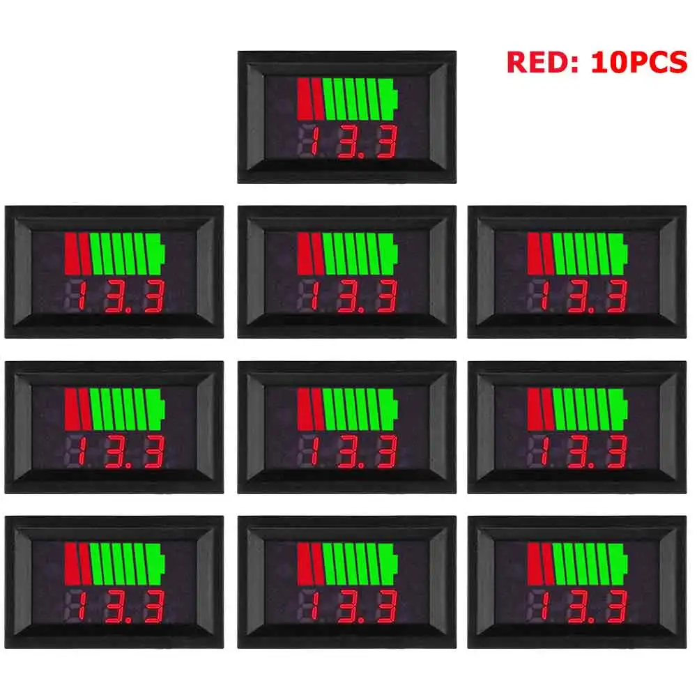 1/5/10/20 PCS DC6V-72V Lead-acid Battery Power Indicator LED Digital Display Voltmeter Battery Capacity Meter 12V24V36V48V60V72V